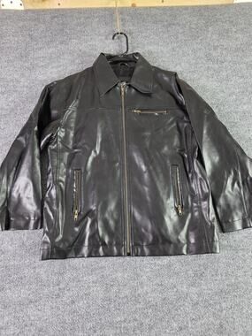 Gasoline Women’s Faux Leather Jacket Size Medium Black Polyvinyl